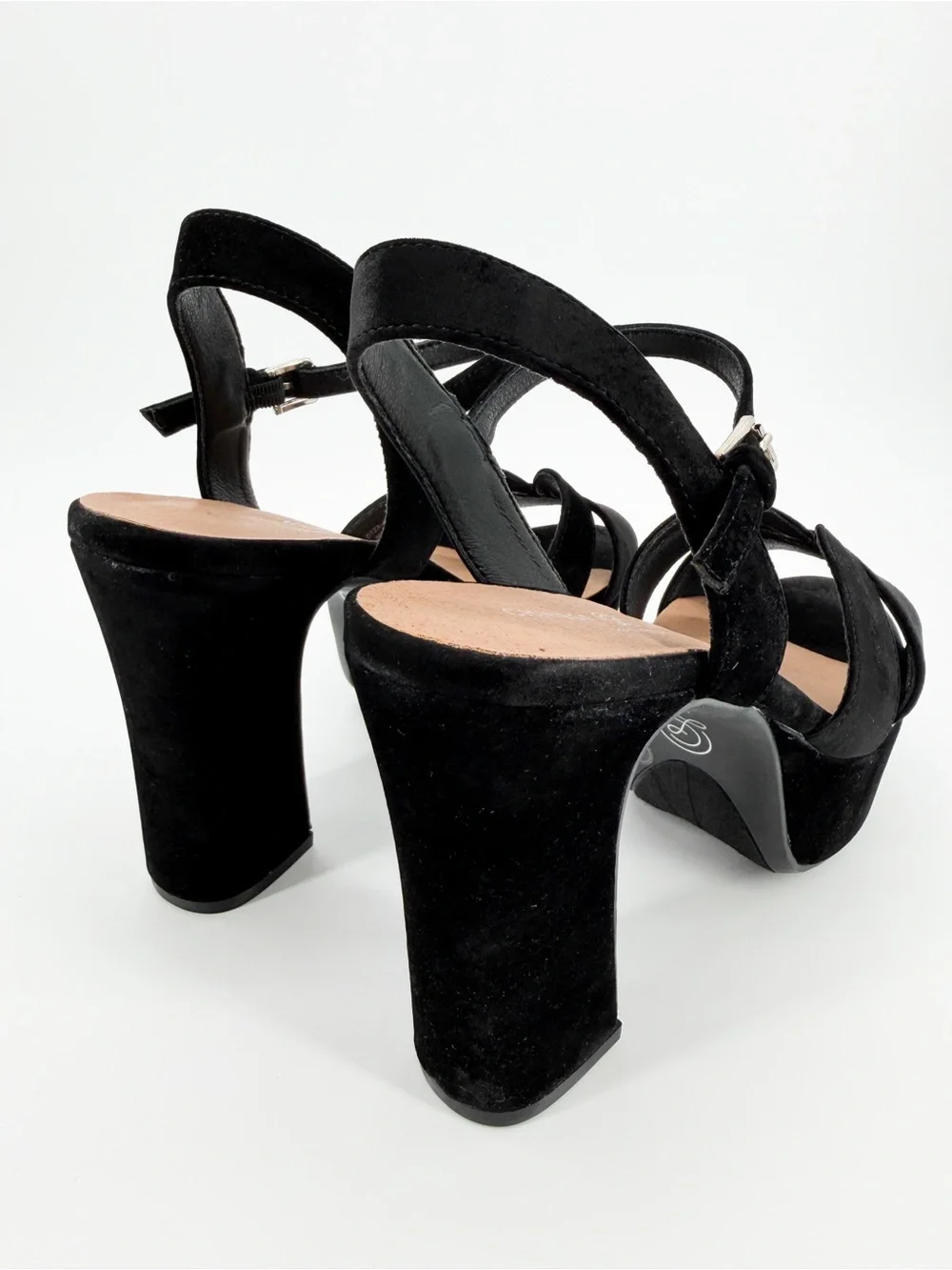 Chinese Laundry Daydreamer Velvet Platform Block Heel Sandals Black 10 NEW
